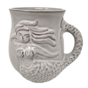 Jonathan Adler Utopia Mug Mermaid Whale Gray Glazed Stoneware Sea Ocean Fantasy